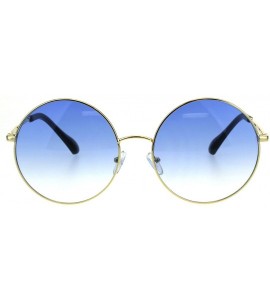 Round Classic Oversize JoplHippie Round Circle Lens Sunglasses - Gold Blue - CZ18GLADZE9 $23.16