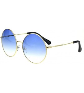 Round Classic Oversize JoplHippie Round Circle Lens Sunglasses - Gold Blue - CZ18GLADZE9 $23.16