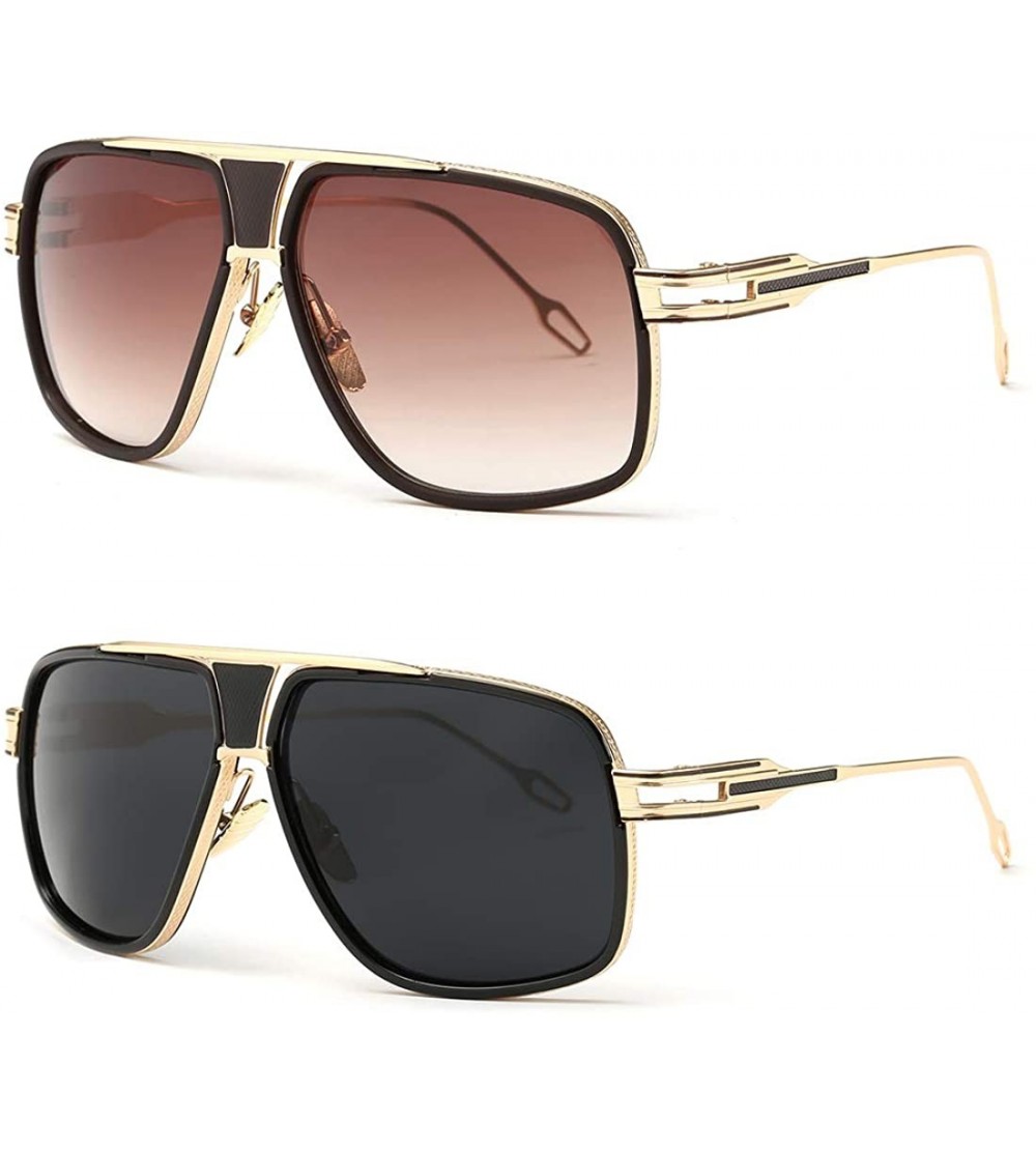 Rimless Sunglasses For Men Goggle Alloy Frame Brand Designer AE0336 - 2 Pack/Gold Frame Grey Lens+gold Frame Brown Lens - CP1...