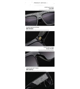 Semi-rimless Fashion Reinestone Sunglasses Women Brand Designer Vintage Men Crystal 997254Y - Silver Gray - CZ184XWG53G $24.73
