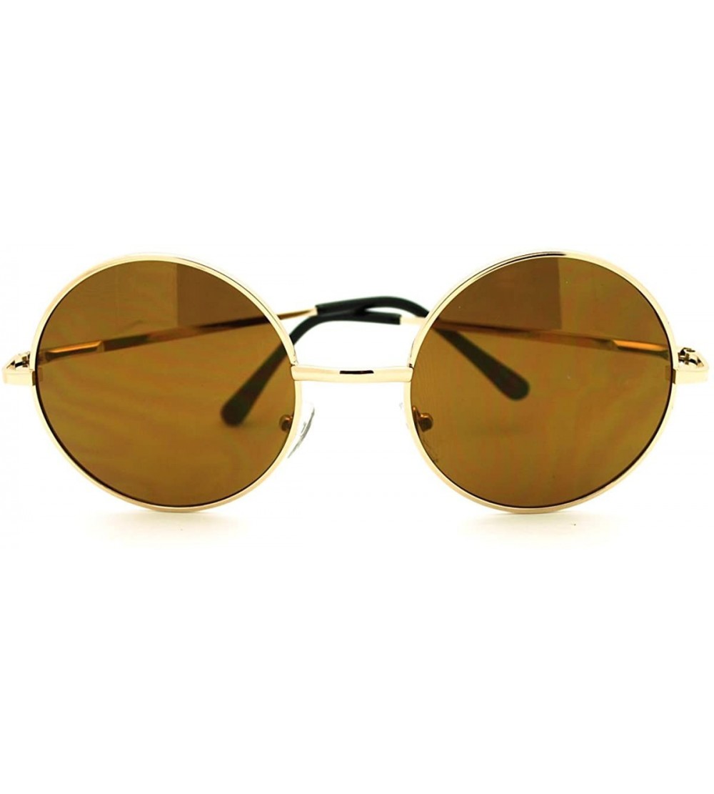 Round Round Circle Sunglasses Thin Metal Frame Multicolor Lens - Gold - CC18606X8YZ $19.35