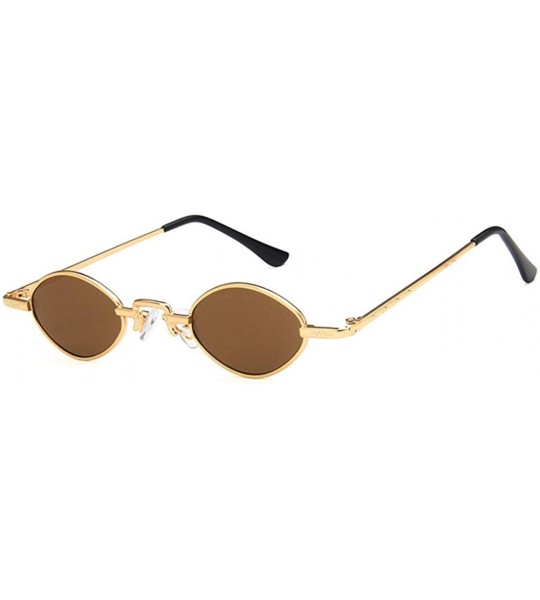 Oval Unisex Sunglasses Retro Red Drive Holiday Oval Non-Polarized UV400 - Gold Brown - CM18RKH29E7 $17.74