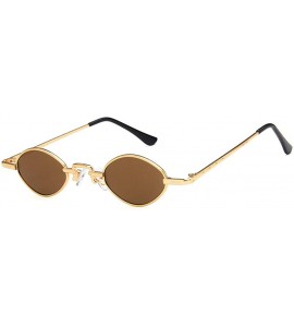 Oval Unisex Sunglasses Retro Red Drive Holiday Oval Non-Polarized UV400 - Gold Brown - CM18RKH29E7 $17.74