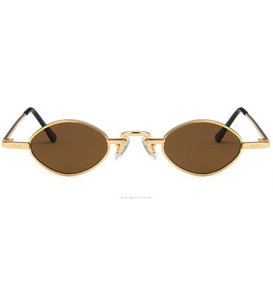 Oval Unisex Sunglasses Retro Red Drive Holiday Oval Non-Polarized UV400 - Gold Brown - CM18RKH29E7 $17.74