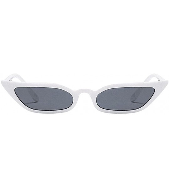 Goggle Retro Vintage Narrow Cat Eye Sunglasses Clout Goggles Small Frame UV400 for women - White - C9195AWDS3R $19.21