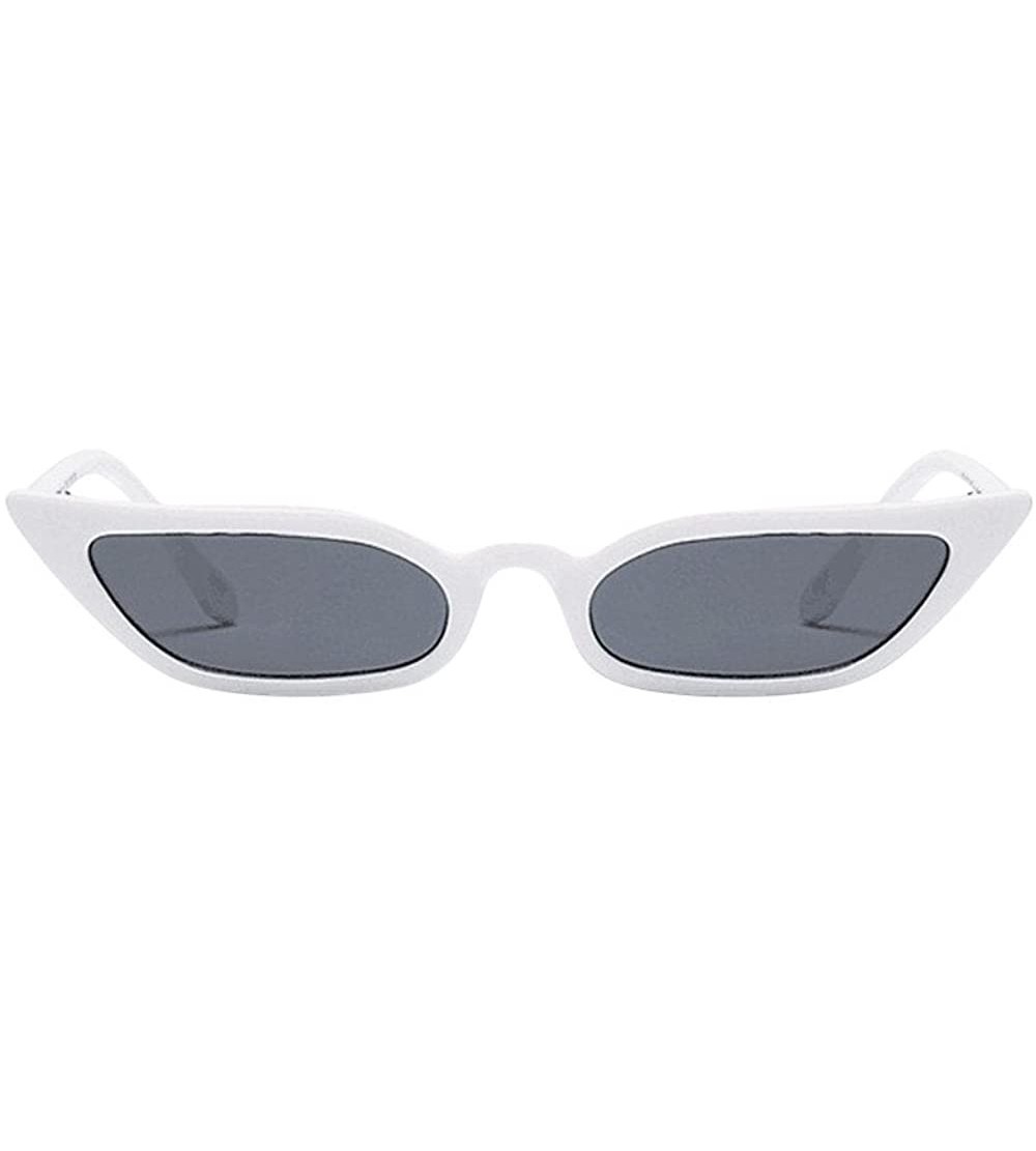 Goggle Retro Vintage Narrow Cat Eye Sunglasses Clout Goggles Small Frame UV400 for women - White - C9195AWDS3R $19.21