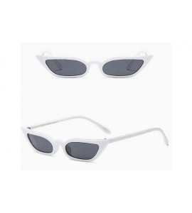 Goggle Retro Vintage Narrow Cat Eye Sunglasses Clout Goggles Small Frame UV400 for women - White - C9195AWDS3R $19.21