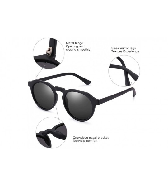 Round Classic Round Polarized Sunglasses for Men 2 Pairs Fashion Shades PZ4367 - Black + Blue - C9192ETORYQ $34.40