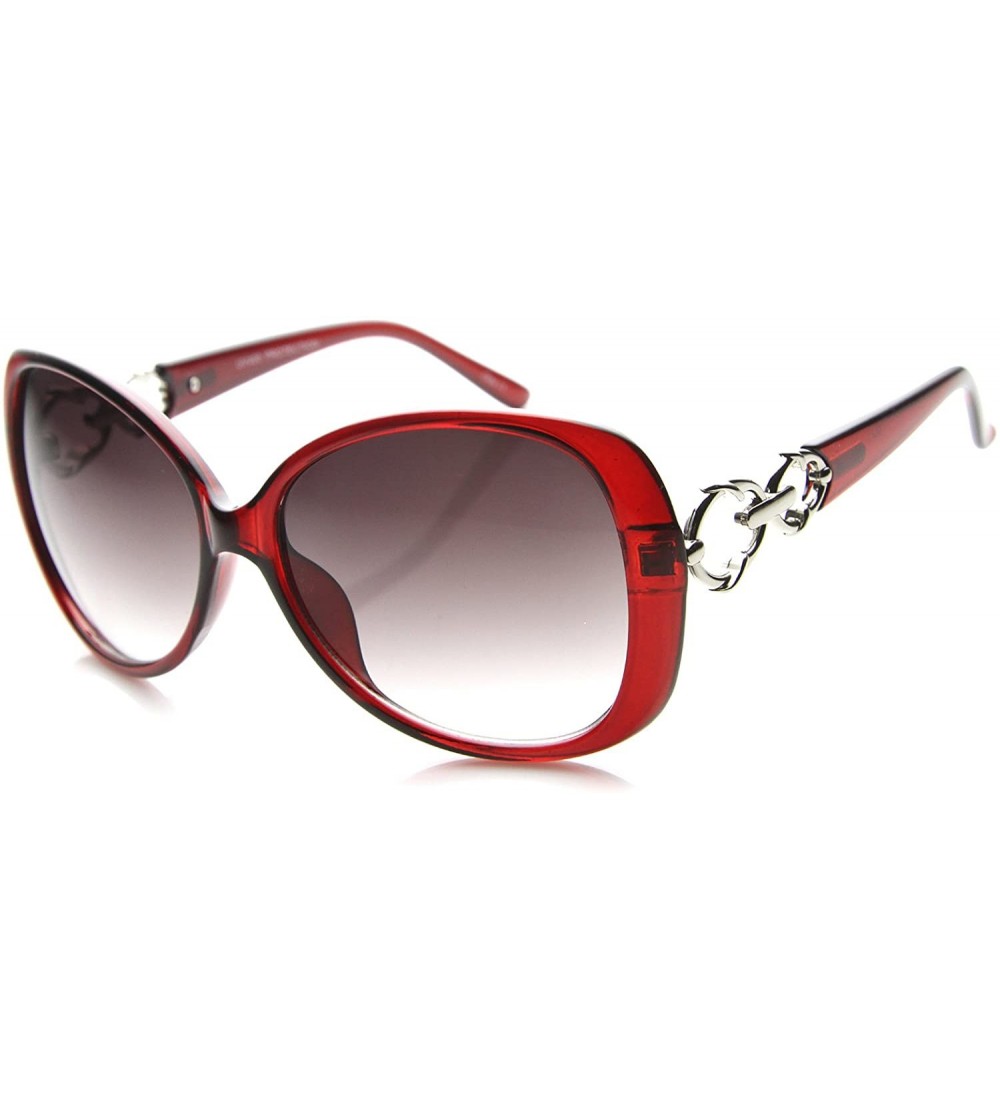 Butterfly Women's Oversize Metal Accent Temple Butterfly Sunglasses 52mm - Red-silver / Lavender - C5126OMW6FV $17.93