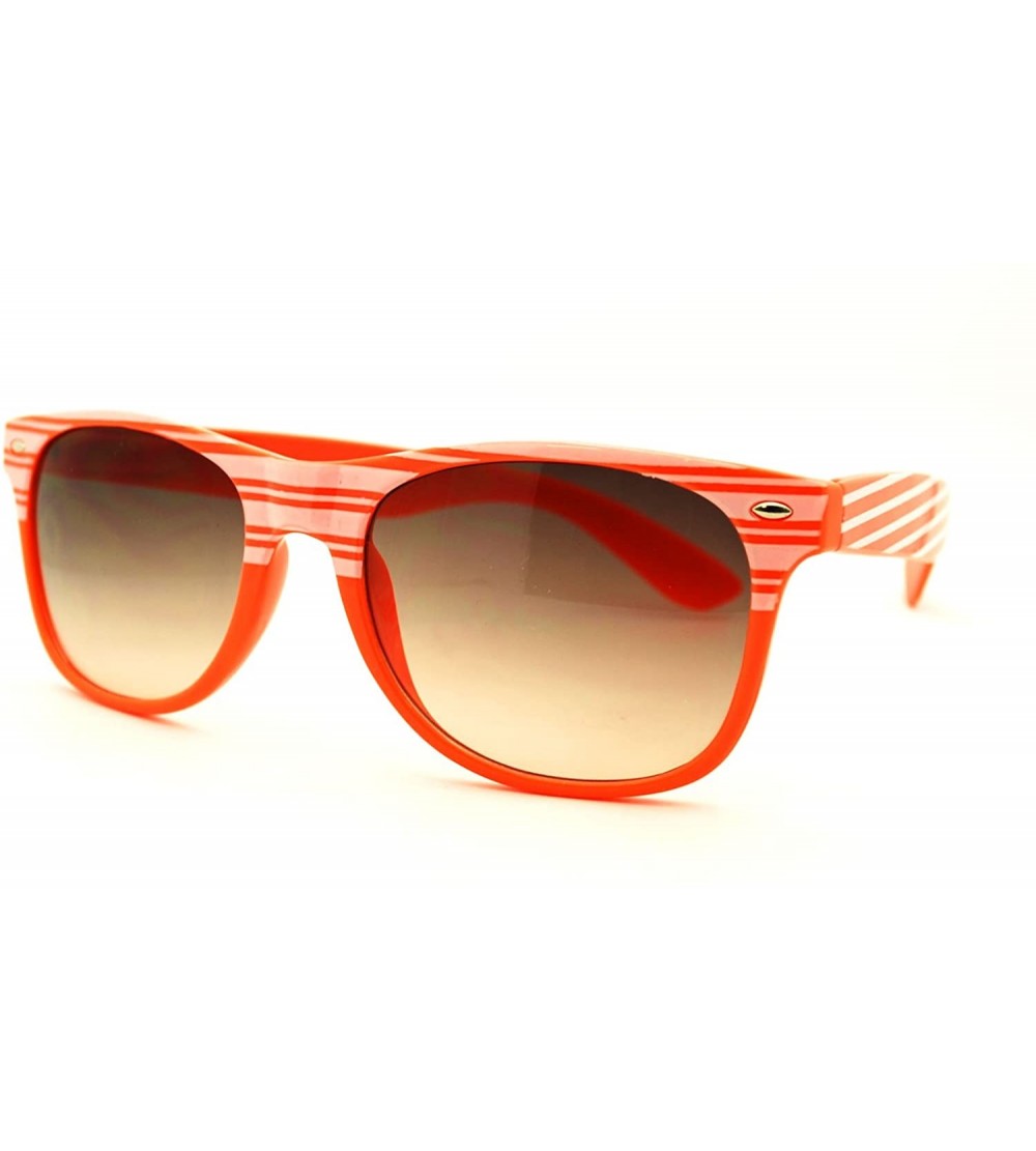 Square Stripe Design 80's Vintage Square Sunglasses - Orange - C511HXCHVX9 $20.34