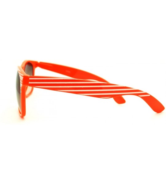 Square Stripe Design 80's Vintage Square Sunglasses - Orange - C511HXCHVX9 $20.34