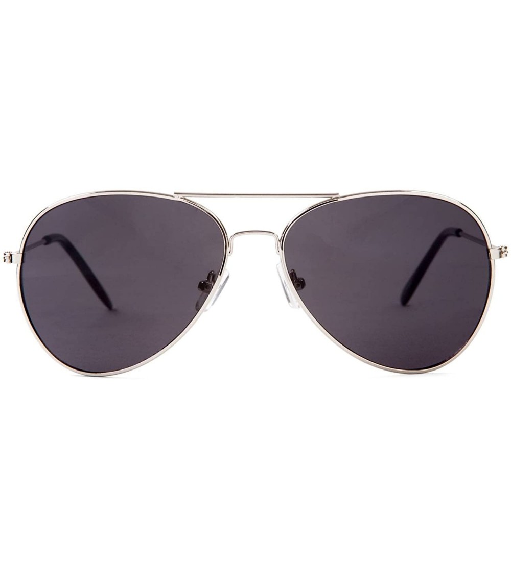Aviator Silver Frame Black Lenses Aviator Sunglasses - CZ11CTIK2UL $18.57