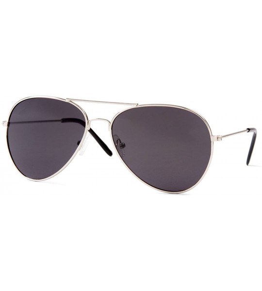 Aviator Silver Frame Black Lenses Aviator Sunglasses - CZ11CTIK2UL $18.57