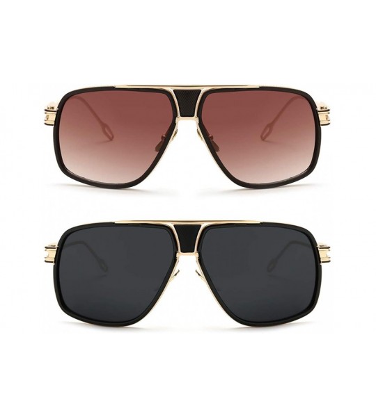 Rimless Sunglasses For Men Goggle Alloy Frame Brand Designer AE0336 - 2 Pack/Gold Frame Grey Lens+gold Frame Brown Lens - CP1...