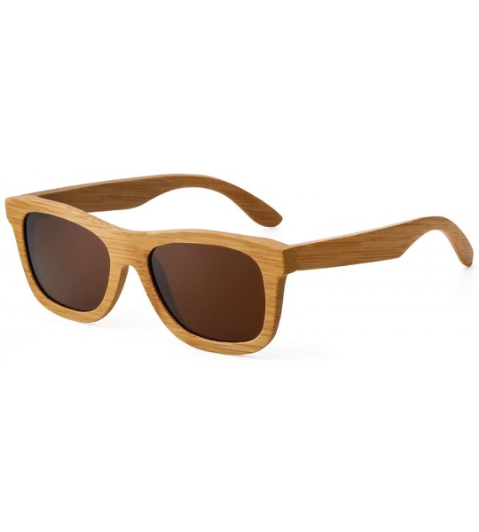 Square Wood Sunglasses for Men and Women - Bamboo Polarized Wooden Sunglasses - Coffee - CY18U3Y6GLN $27.47