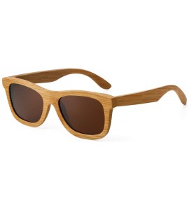 Square Wood Sunglasses for Men and Women - Bamboo Polarized Wooden Sunglasses - Coffee - CY18U3Y6GLN $27.47