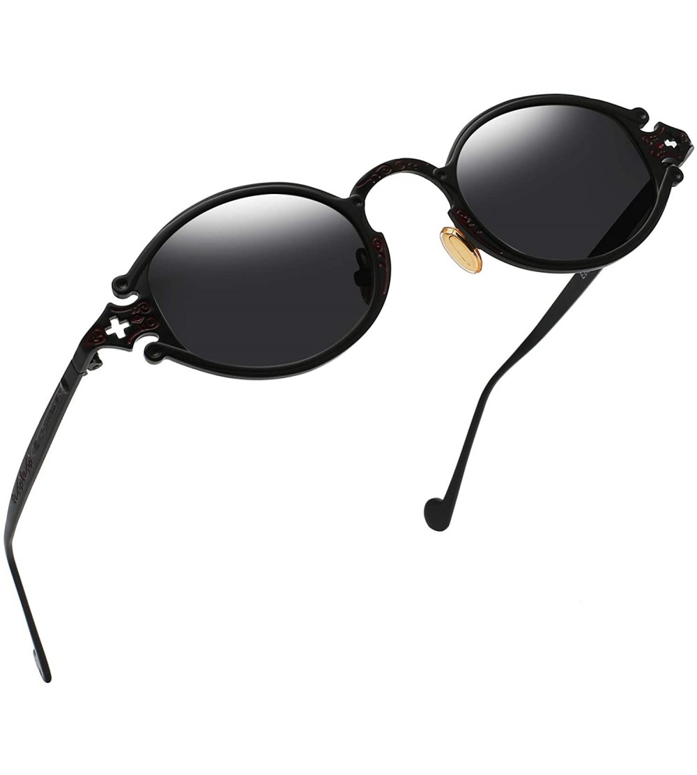 Round Gothic Vintage John Lennon Style Oval Sunglasses -Steampunk Retro Mirror Sun Glasses Women Unisex Eyeglasses - C018T0SD...