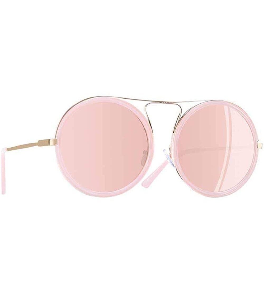 Aviator Vintage Round Sunglasses Women Reflective Sunglasses Female C1Gray - C2pink - CW18Y5WWSZL $26.29