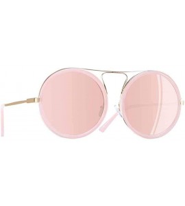 Aviator Vintage Round Sunglasses Women Reflective Sunglasses Female C1Gray - C2pink - CW18Y5WWSZL $26.29