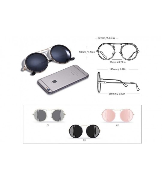 Aviator Vintage Round Sunglasses Women Reflective Sunglasses Female C1Gray - C2pink - CW18Y5WWSZL $26.29