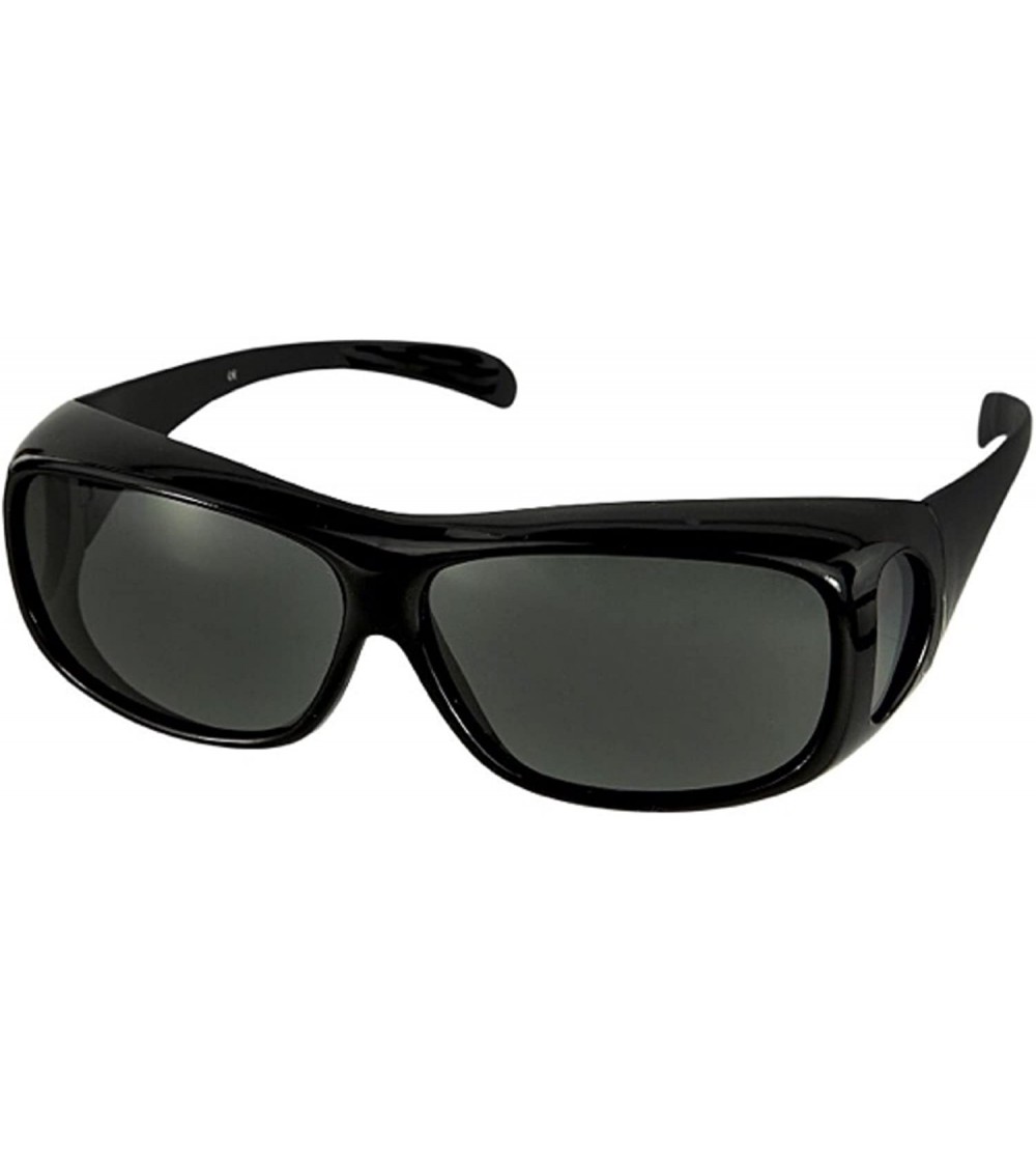 Aviator Unisex Polarized Fit Over Sunglasses Wear Over Cover Over Glasses - Black - CP12IDLJDYN $26.80