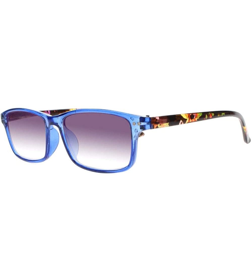 Rectangular Multi-Color Women Style Tinted Lens Rectangle - Protection Outdoor Reading Glasses - Blue - C818HT47D93 $19.55