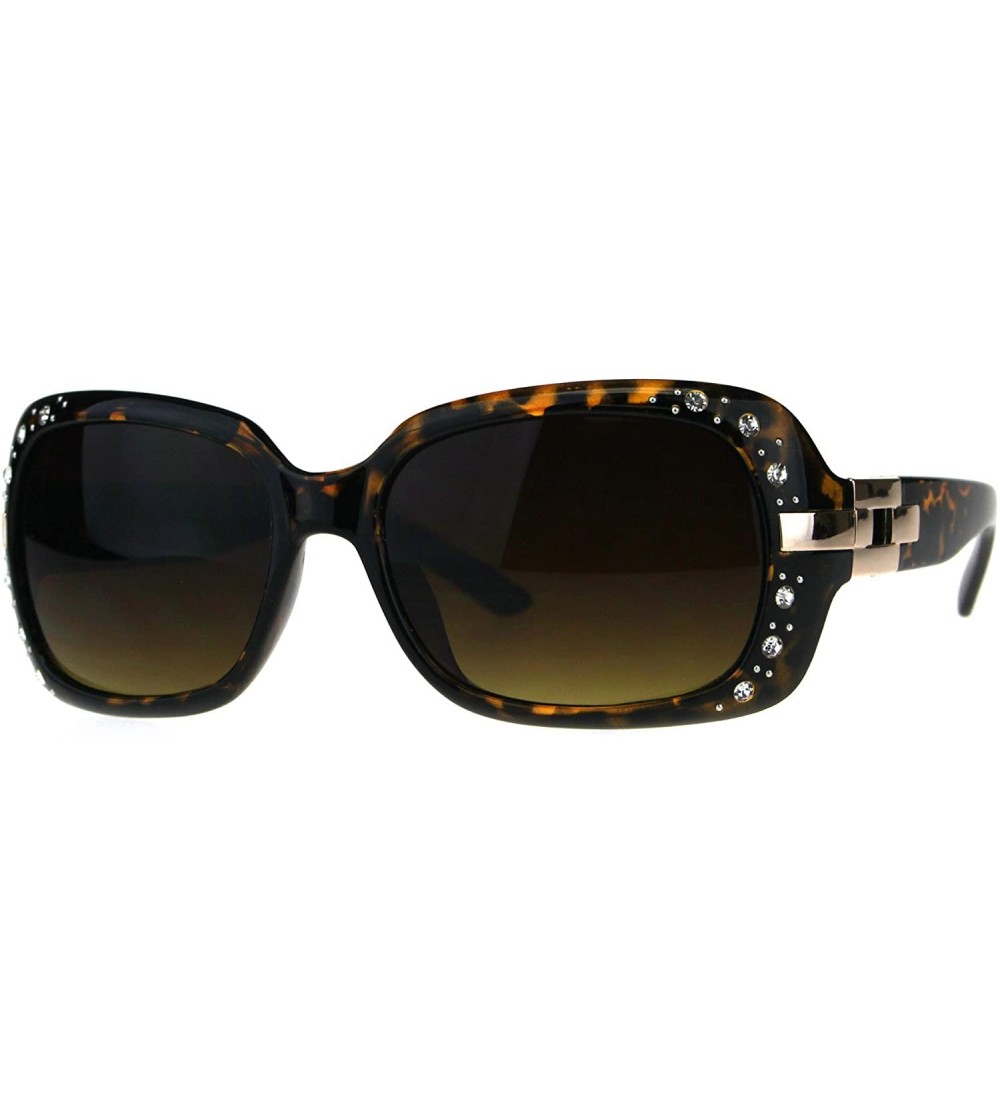Rectangular Womens Designer Sparkling Rhinestone Rectangular Plastic Butterfly Sunglasses - Solid Tortoise Brown - C018DWR6Q7...
