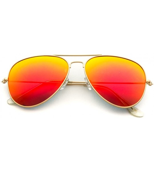 Oversized Polarized Metal Frame Pilot Style Aviator Sunglasses - Gold Frame / Mirror Red/Orange Lens - CI12GHKWRA3 $22.80