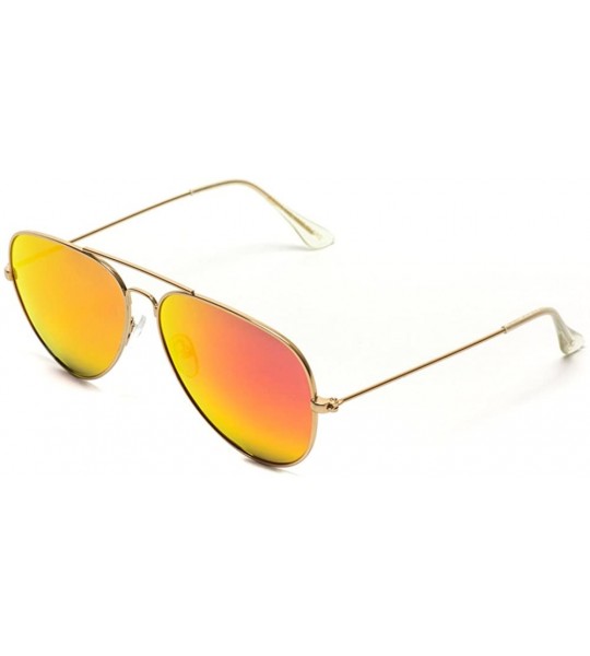 Oversized Polarized Metal Frame Pilot Style Aviator Sunglasses - Gold Frame / Mirror Red/Orange Lens - CI12GHKWRA3 $22.80