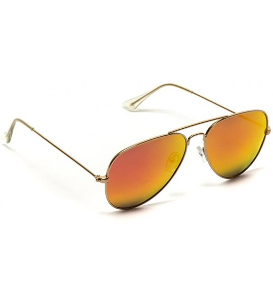 Oversized Polarized Metal Frame Pilot Style Aviator Sunglasses - Gold Frame / Mirror Red/Orange Lens - CI12GHKWRA3 $22.80