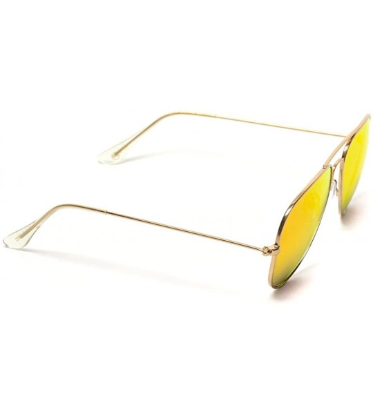 Oversized Polarized Metal Frame Pilot Style Aviator Sunglasses - Gold Frame / Mirror Red/Orange Lens - CI12GHKWRA3 $22.80