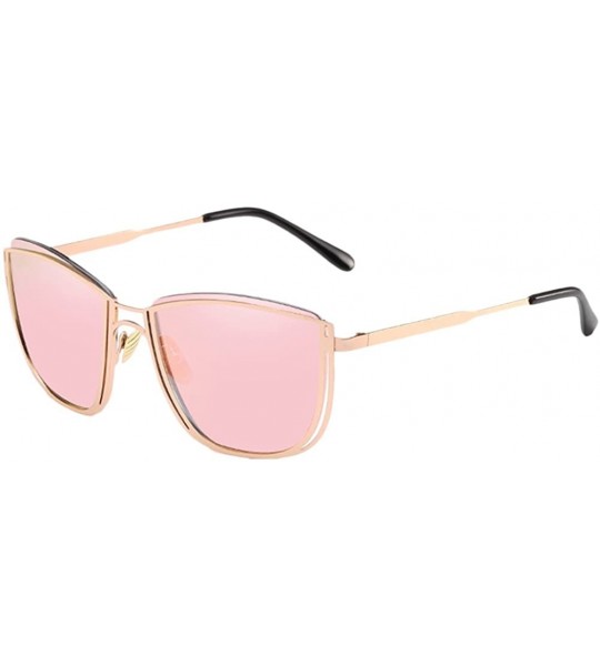 Square Square Retro Outdoor Travel Unisex Sunglasses with Exquisite Metal Frame - Pink - C718CGNAOTR $27.43