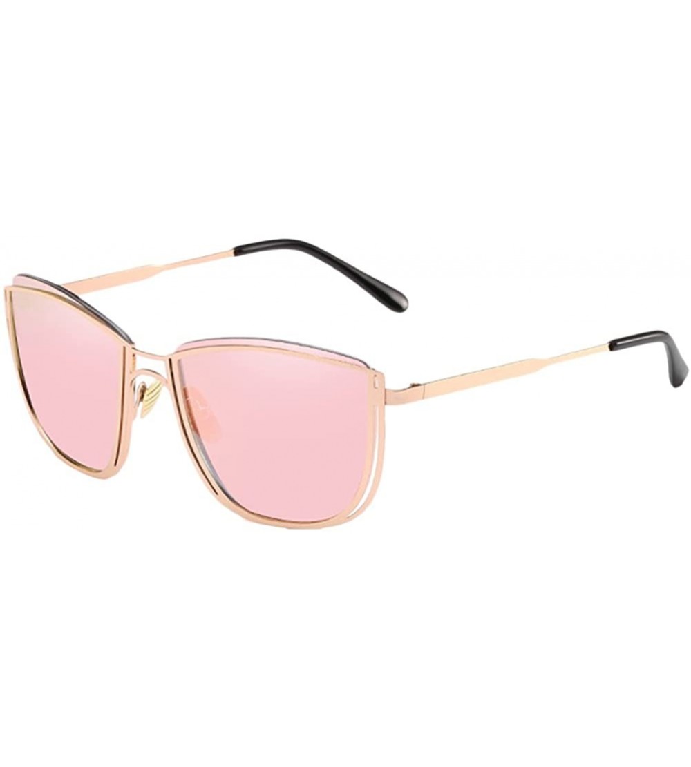 Square Square Retro Outdoor Travel Unisex Sunglasses with Exquisite Metal Frame - Pink - C718CGNAOTR $27.43