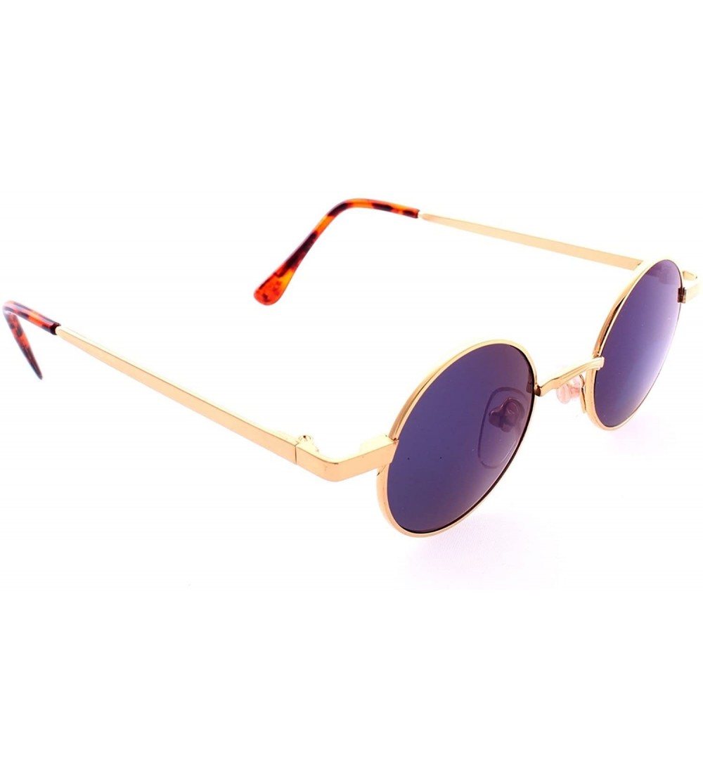 Round Retro Round John Lennon Style Sunglasses - Gold - CG12HSCRPPR $34.10