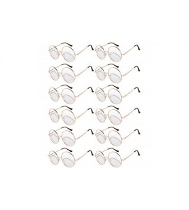 Round 12 Pack Small Round Retro Vintage Circle Style Sunglasses Colored Metal Frame - 56_clear_gold_12_pairs - CM1853E9S0N $4...