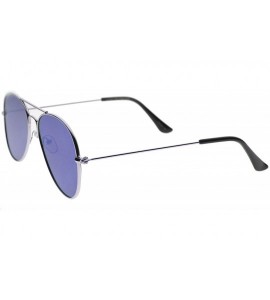 Aviator Classic Teardrop Full Metal Flash Mirrored Flat Lens Aviator Sunglasses 54mm - Silver / Blue - C6128PMCLWB $20.50