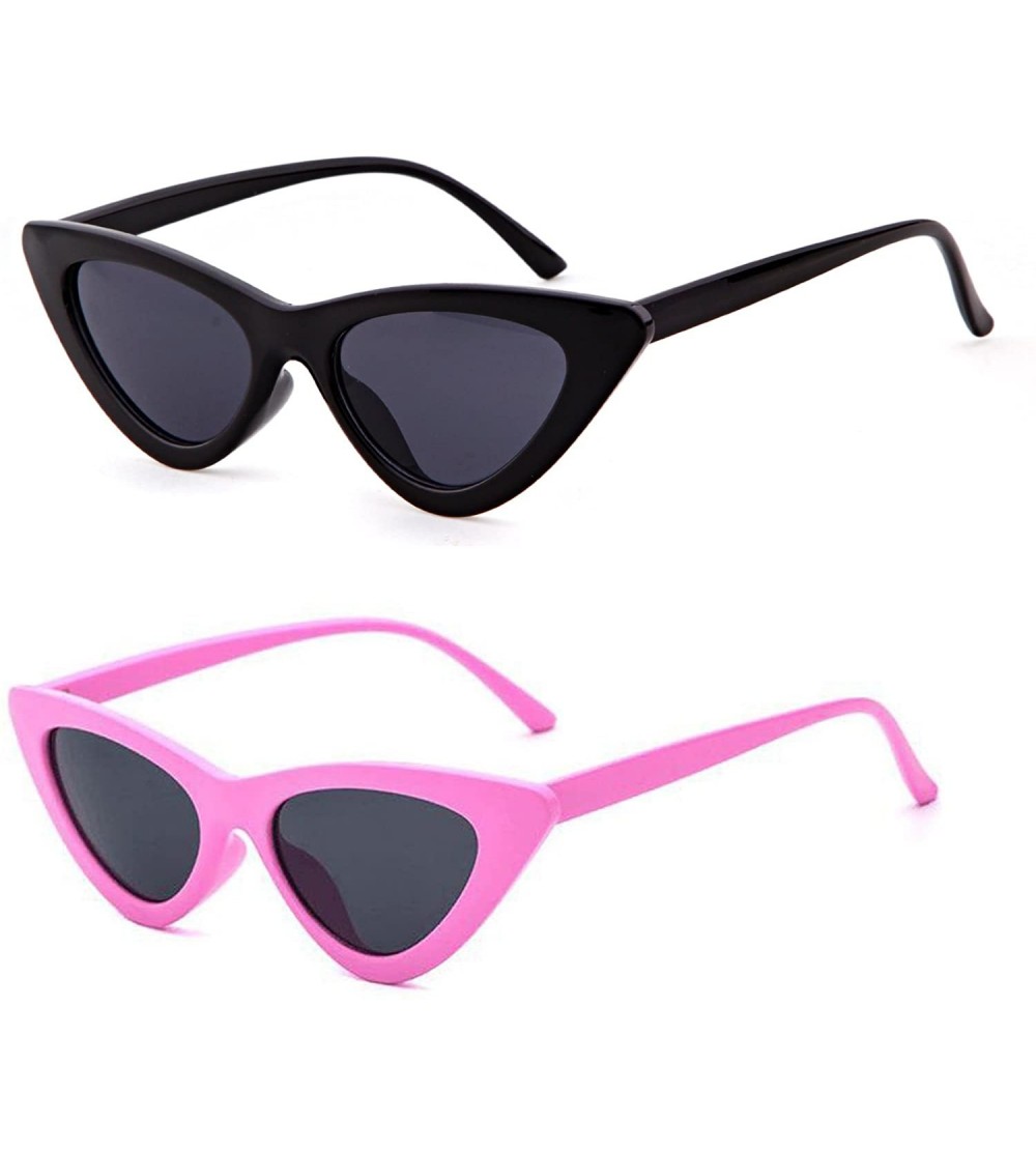 Oversized Cat Eye Sunglasses Vintage Mod Style Retro Kurt Cobain Sunglasses - Black&pink - CZ180M7YY4C $22.11