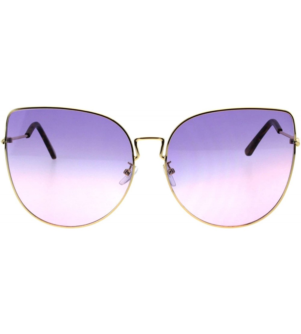 Butterfly Womens Butterfly Metal Rim Retro Oceanic Gradient Lens Sunglasses - Gold Purple Pink - C718E07KT0U $23.28