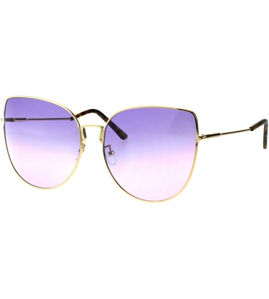 Butterfly Womens Butterfly Metal Rim Retro Oceanic Gradient Lens Sunglasses - Gold Purple Pink - C718E07KT0U $23.28