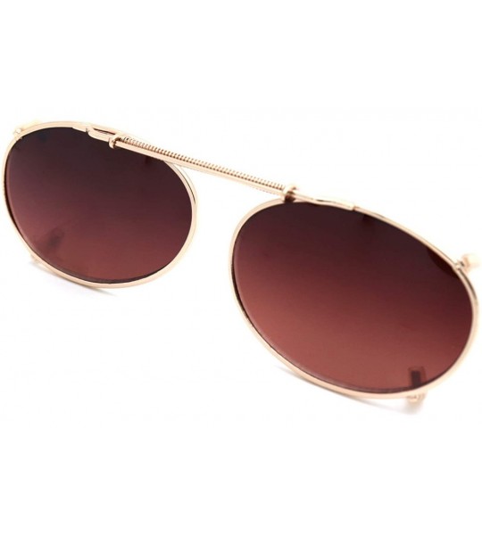 Aviator Clip On- Flip Up- Adjustable Spring Clip on- Driving Lens - E1 Medium Size Oval / Driving Lens Gold - CN18WWGEY55 $26.72