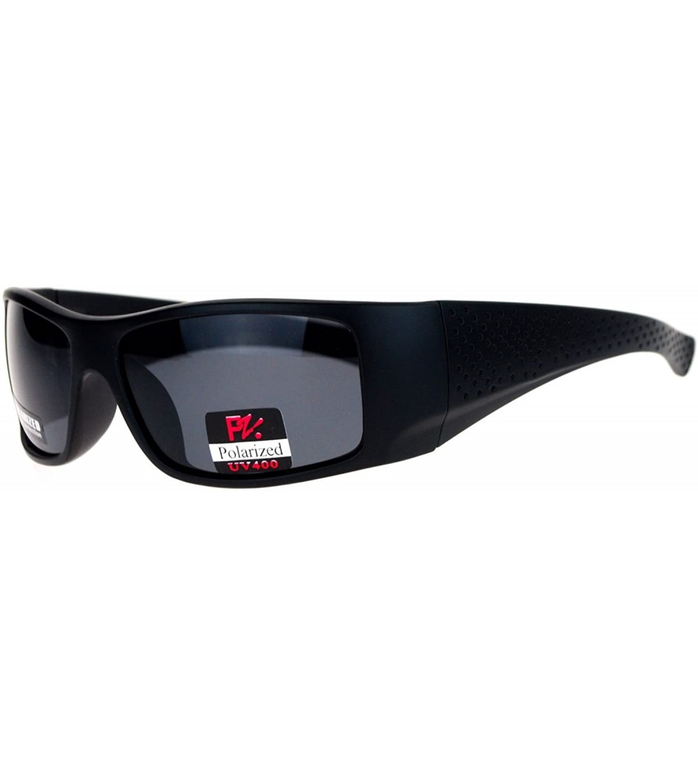 Sport Antiglare Polarized Lens Mens Sport Plastic Warp Sunglasses - Matte Black - CG1208ILWPR $23.19