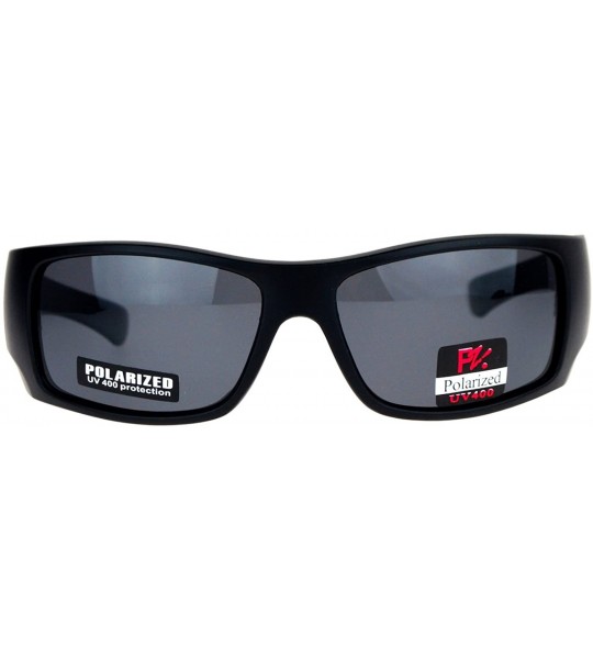 Sport Antiglare Polarized Lens Mens Sport Plastic Warp Sunglasses - Matte Black - CG1208ILWPR $23.19