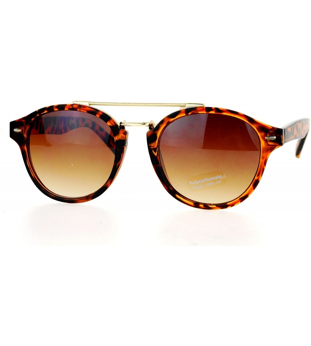 Round Womens Vintage Retro Fashion Sunglasses Round Designer Frame - Tortoise (Brown) - C31898OOYZD $20.03