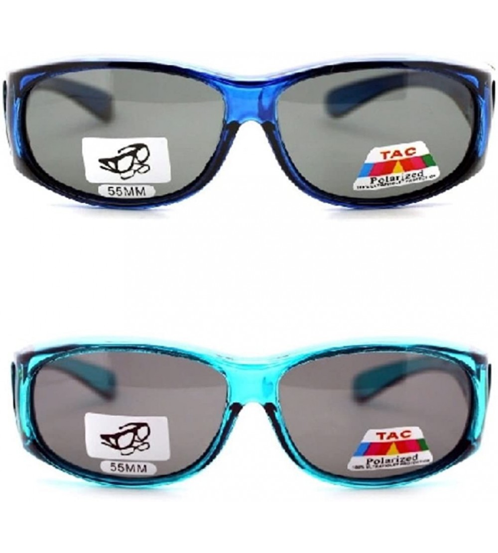 Oval 2 Extra Small Polarized Fit Over Sunglasses Wear Over Eyeglasses - Blue / Teal - CF12LMD5FGT $45.42