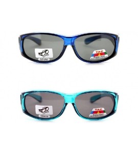 Oval 2 Extra Small Polarized Fit Over Sunglasses Wear Over Eyeglasses - Blue / Teal - CF12LMD5FGT $45.42