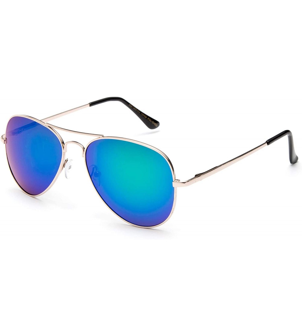 Aviator Aviator Style Trendy Summer Flash Lens Sunglasses - Gold/Green - C912G0MPV4D $19.49