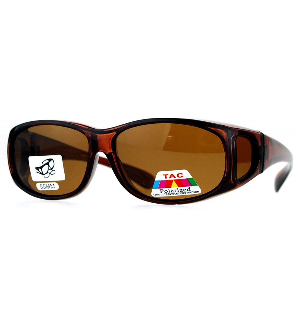 Rectangular Polarized 55mm Fit Over OTG Oval Rectangular Sunglasses - All Brown - C412MXWAFT4 $20.13