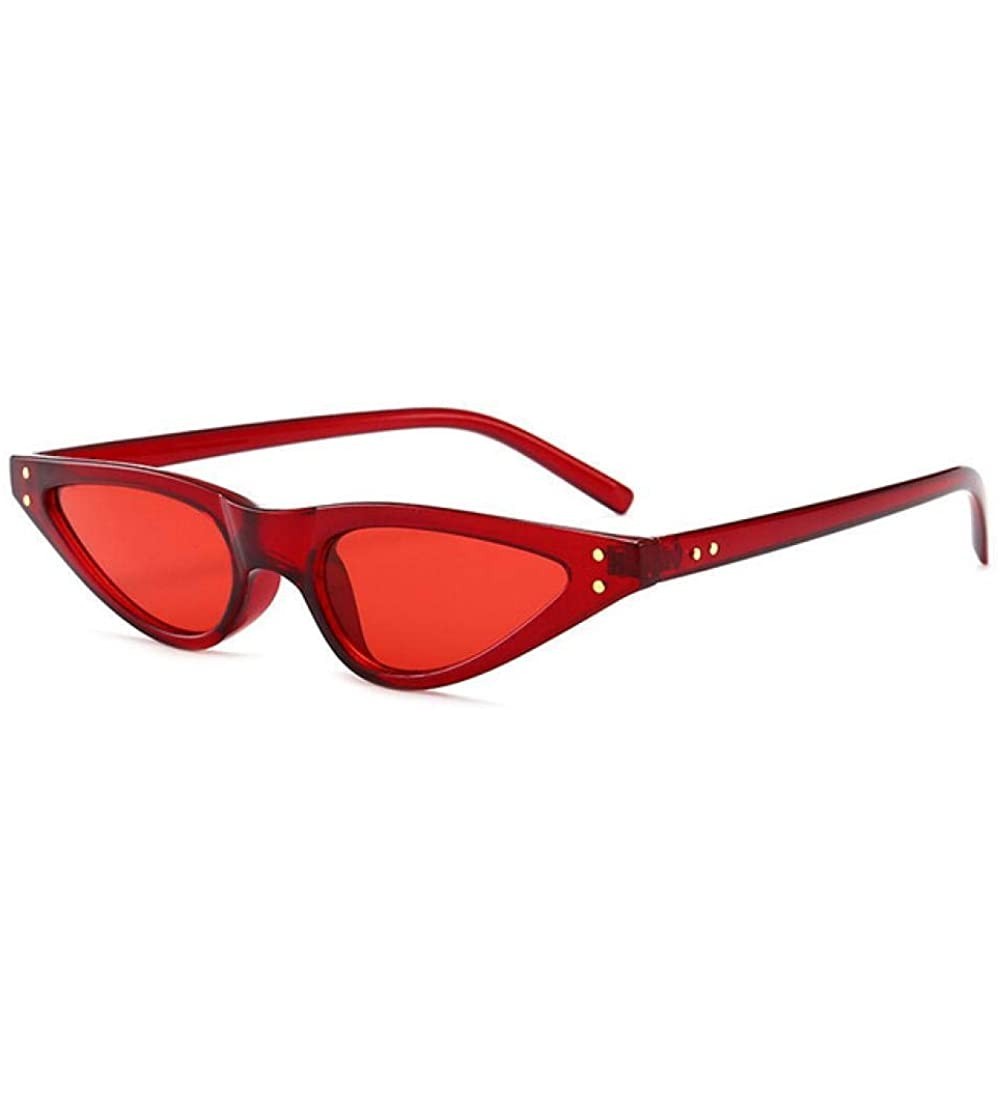 Aviator New Small Sunglasses Women Cat Eye Vintage Black Leopard Red Triangle C7 - C7 - C818YLA3G5N $18.59