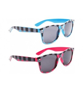 Wayfarer 2 Pair HQL Party Plaid Fancies by Sojayo - 1 Light Blue & 1 Dark Pink (2 Pack) - CH18C5Q2NM0 $23.24