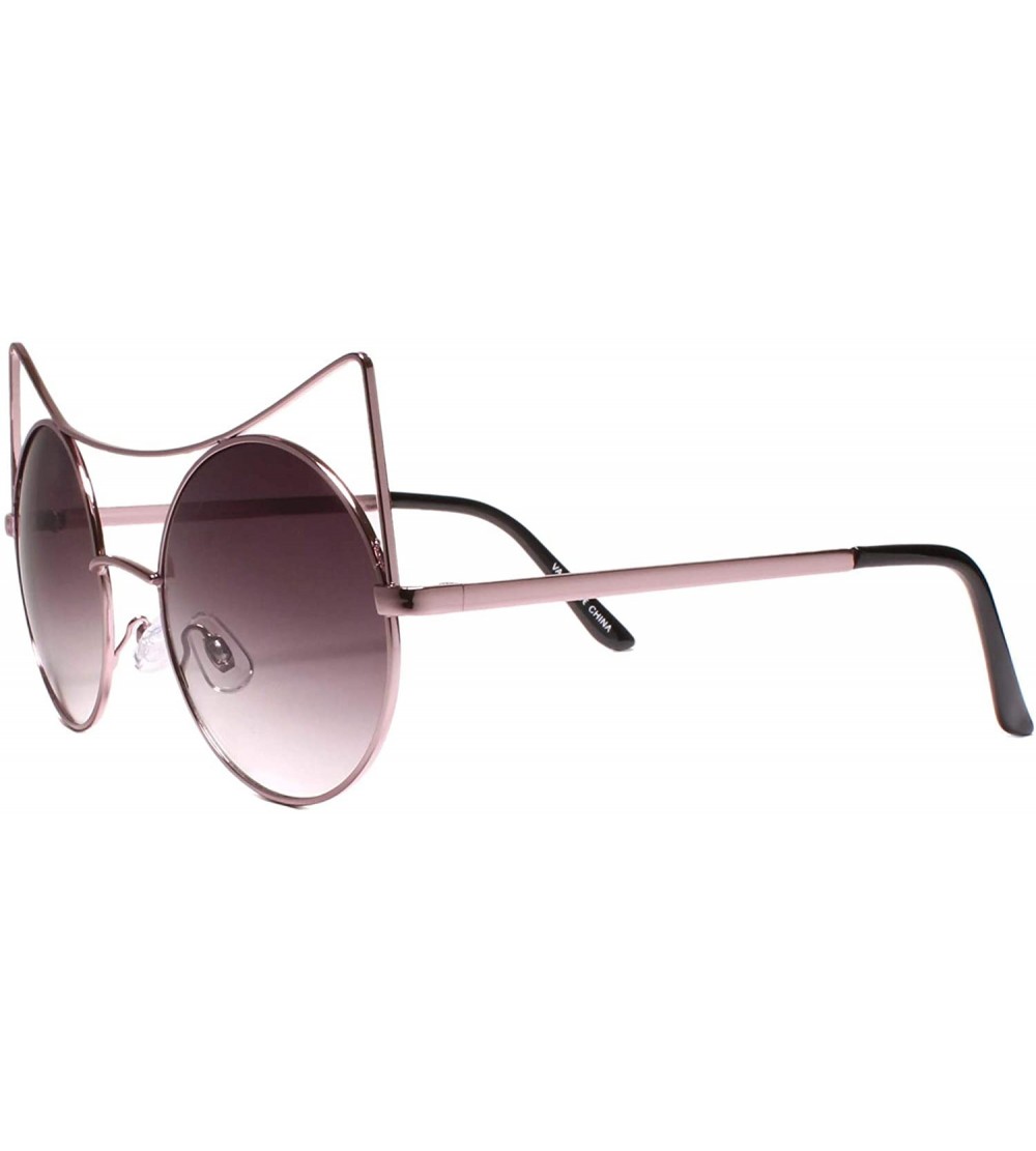 Round Elegant Chic Stylish Womens Round Cat Eye Sunglasses Wire Frames - Pink / Gray - CH18YYI53O0 $23.21